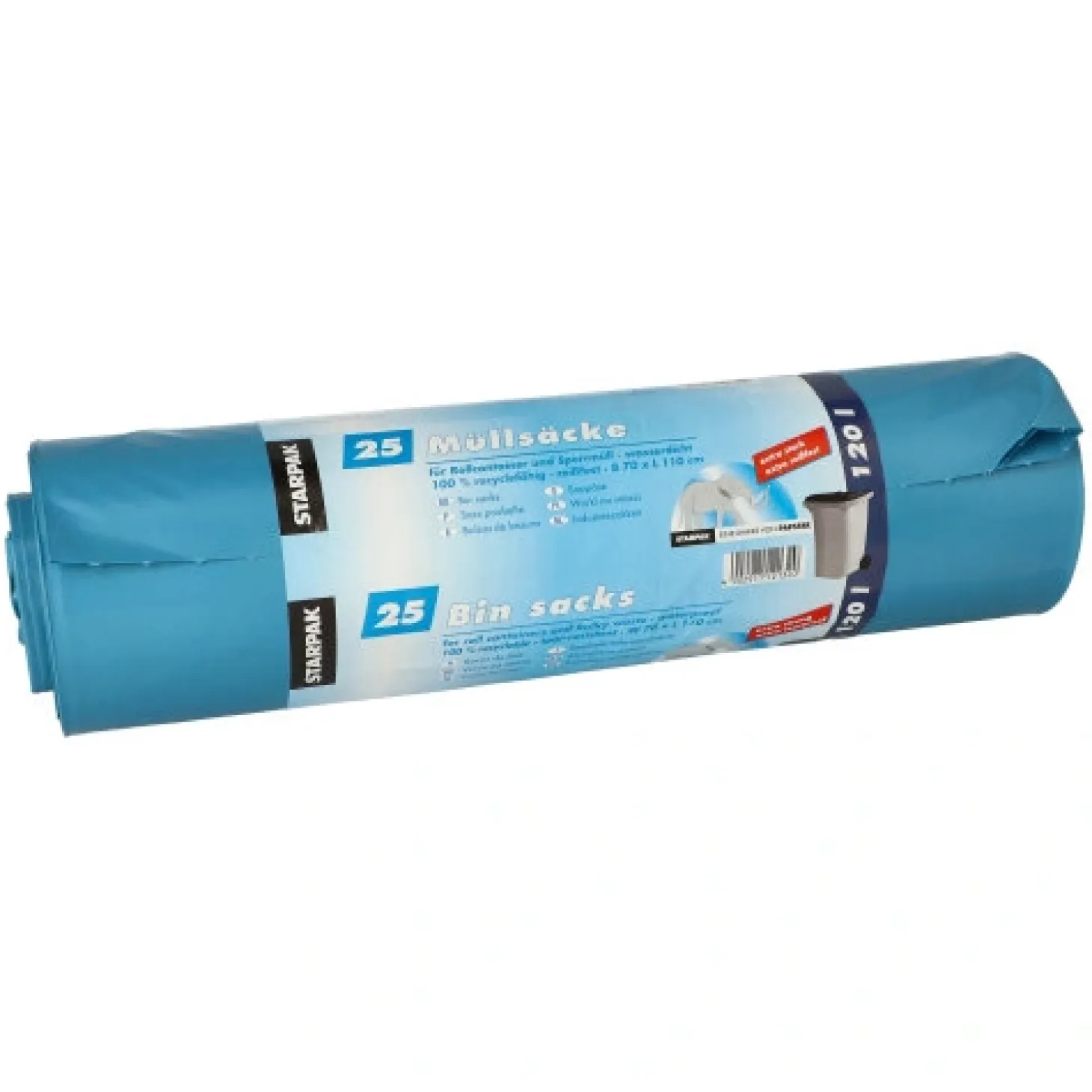 Starpak Müllsäcke, LDPE 120 l 110 cm x 70 cm blau extra stark und extra reißfest