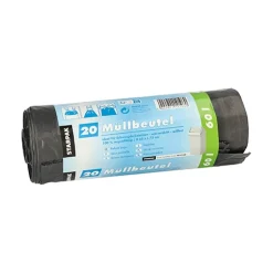 Starpak Müllsäcke mit Zugband, LDPE 60 l 75 cm x 65 cm grau