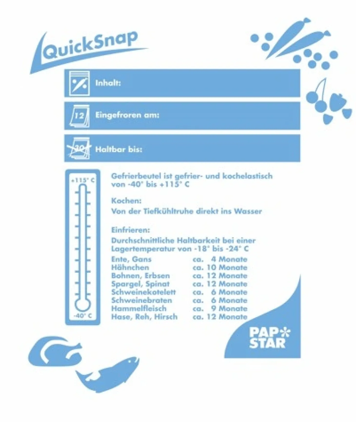 Starpak QuickSnap Gefrierbeutel 3 l 28 cm x 27 cm transparent in Faltschachtel
