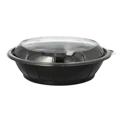 Starpak Salatschalen, PET 1000 ml Ø 21,8 cm, 6 cm schwarz "Snap It" mit Deckel R-PET glasklar