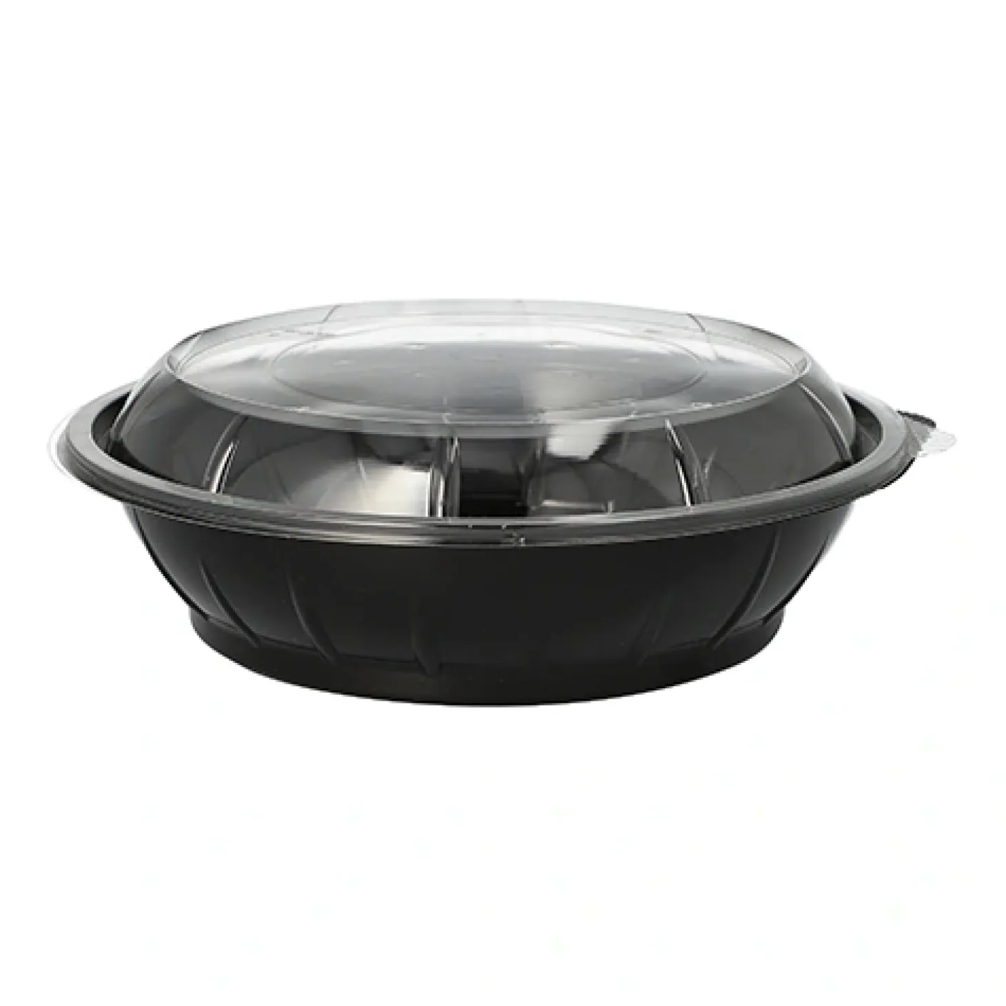 Starpak Salatschalen, PET 1000 ml Ø 21,8 cm, 6 cm schwarz "Snap It" mit Deckel R-PET glasklar