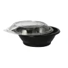 Starpak Salatschalen, PET 600 ml Ø 16,6 cm, 5,9 cm schwarz "Snap It" mit Deckel R-PET glasklar