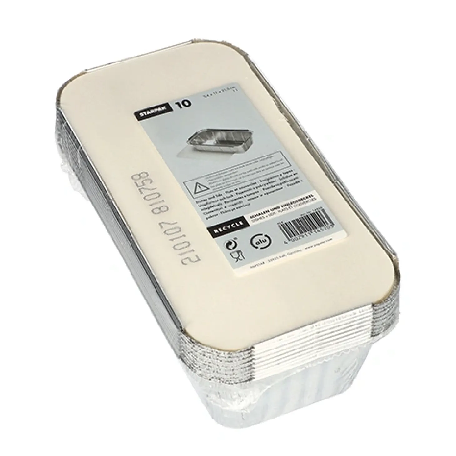 Starpak Schalen, Alu + Einlegedeckel, PE-beschichtet eckig 1 l 5,4 cm x 11 cm x 21,3 cm, 10 x 10 Stück