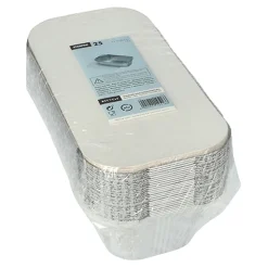 Starpak Schalen, Alu + Einlegedeckel, PP-beschichtet eckig 1,5 l 7 cm x 13 cm x 24,2 cm, 10 x 25 Stück