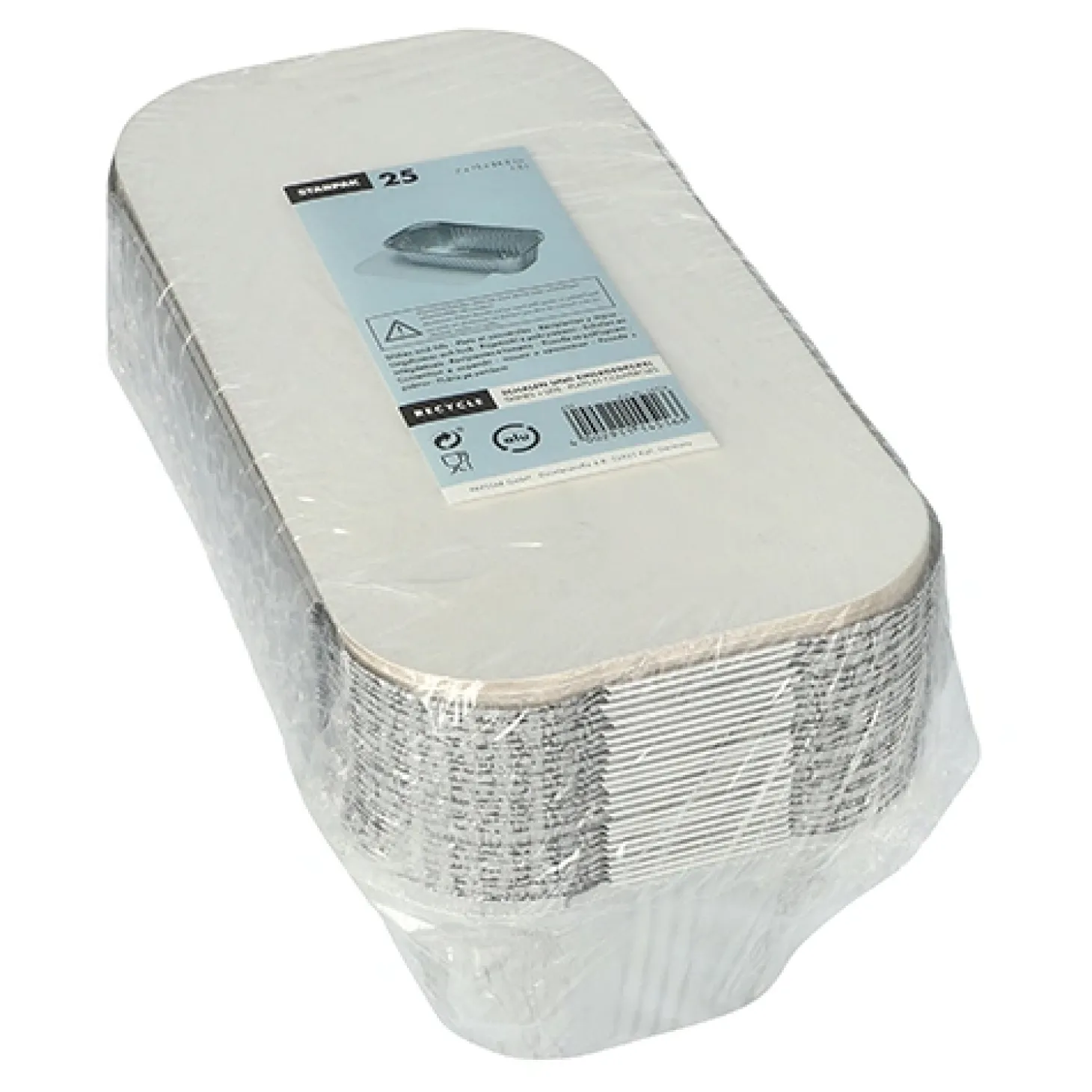 Starpak Schalen, Alu + Einlegedeckel, PP-beschichtet eckig 1,5 l 7 cm x 13 cm x 24,2 cm, 10 x 25 Stück