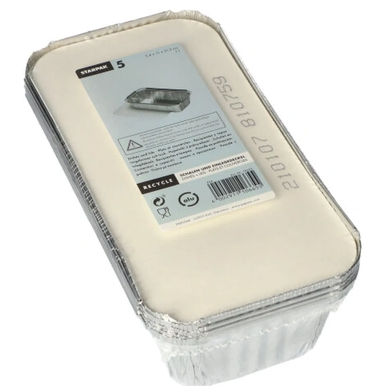 Starpak Schalen, Alu + Einlegedeckel, PE-beschichtet eckig 1 l 5,4 cm x 11 cm x 21,3 cm, 6 x 5 Stück