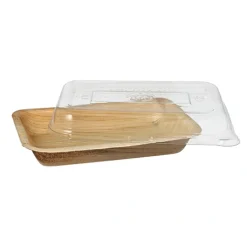 Starpak Schalen, Palmblatt eckig 200 ml 4,8 cm x 12 cm x 18 cm mit rPET Deckel "Kombipack"
