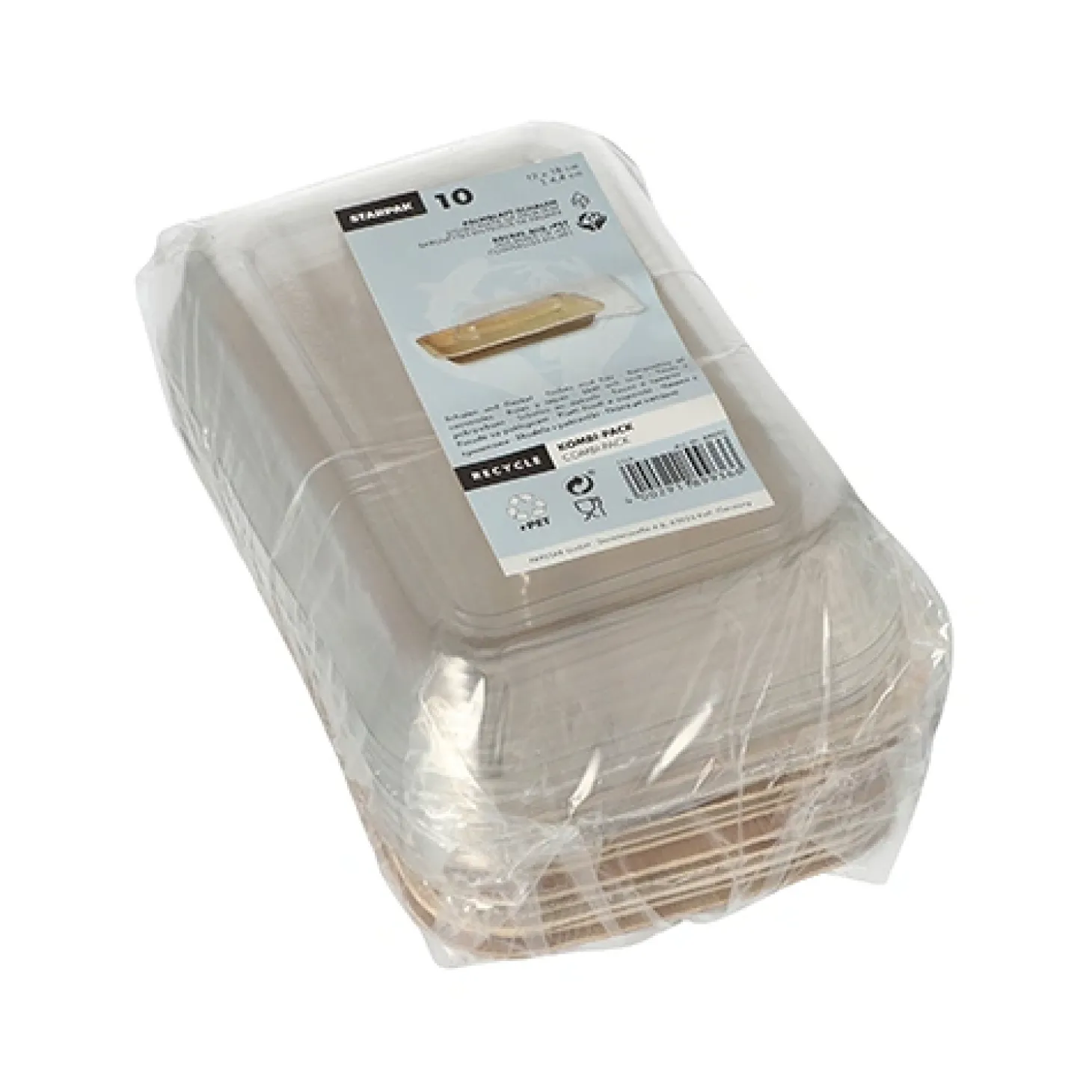 Starpak Schalen, Palmblatt eckig 200 ml 4,8 cm x 12 cm x 18 cm mit rPET Deckel "Kombipack"