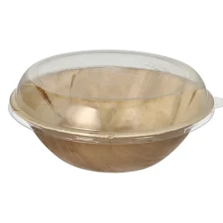 Starpak Schalen, Palmblatt rund 800 ml Ø 21 cm, 8,5 cm mit rPET Deckel "Kombipack"