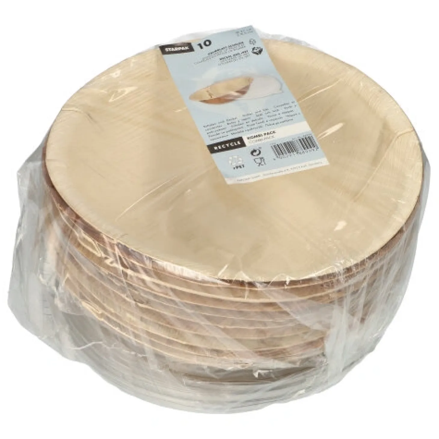 Starpak Schalen, Palmblatt rund 800 ml Ø 21 cm, 8,5 cm mit rPET Deckel "Kombipack"