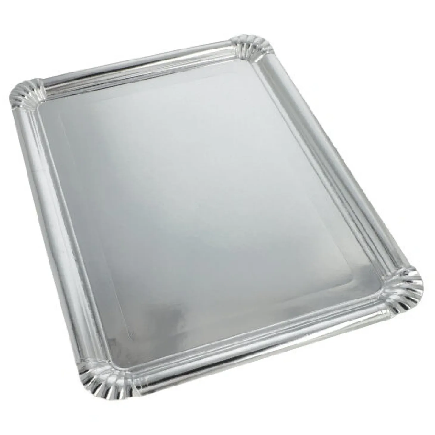 Starpak Servierplatten, Pappe, PET-beschichtet eckig 34 cm x 45,5 cm silber