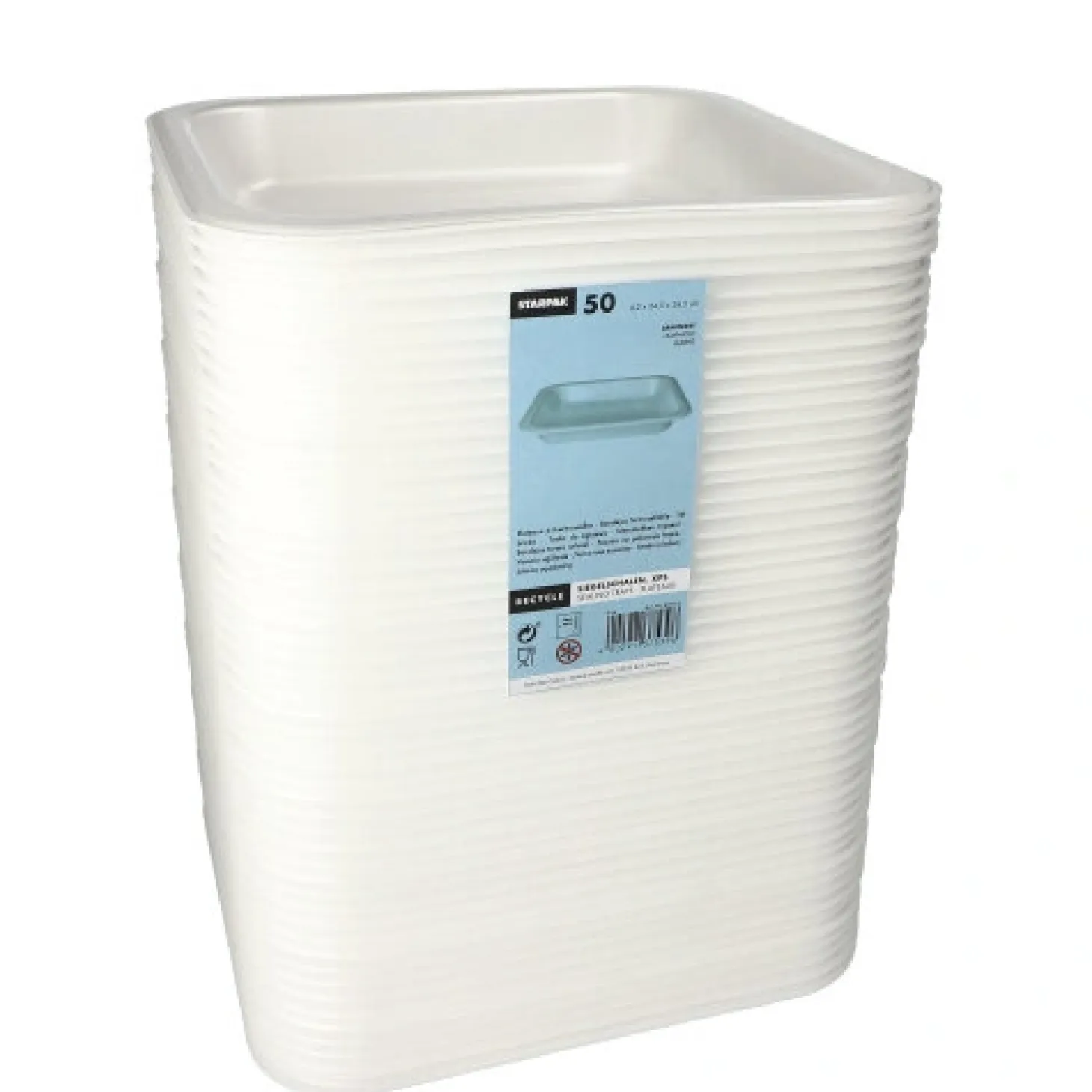 Starpak Siegelschalen, XPS 1400 ml 4,2 cm x 24,5 cm x 26,5 cm weiß laminiert