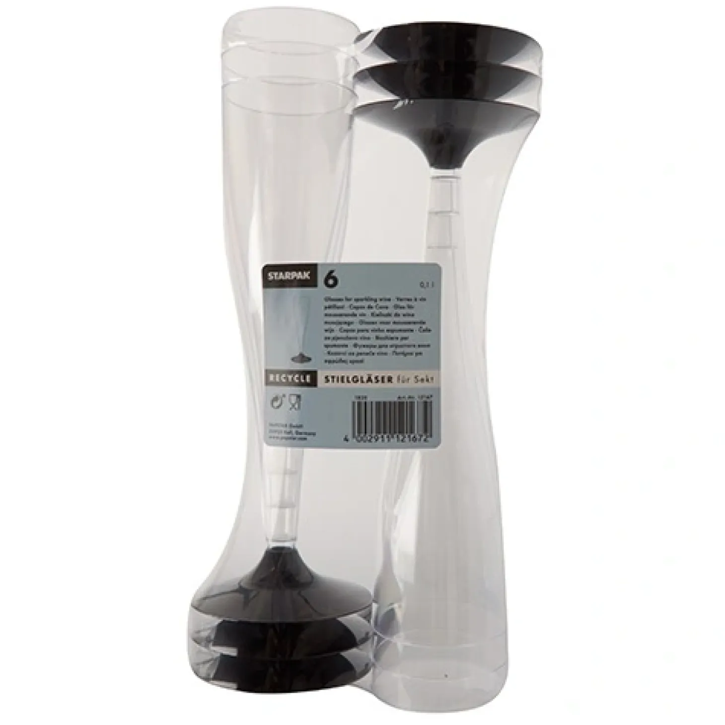 Starpak Stiel-Gläser für Sekt, PS 0,1 l Ø 5 cm, 17,5 cm glasklar, 14 x 6 Stück