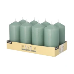 Starpak Stumpenkerzen Ø 47 mm, 100 mm blaugrün, 6 x 8 Stück