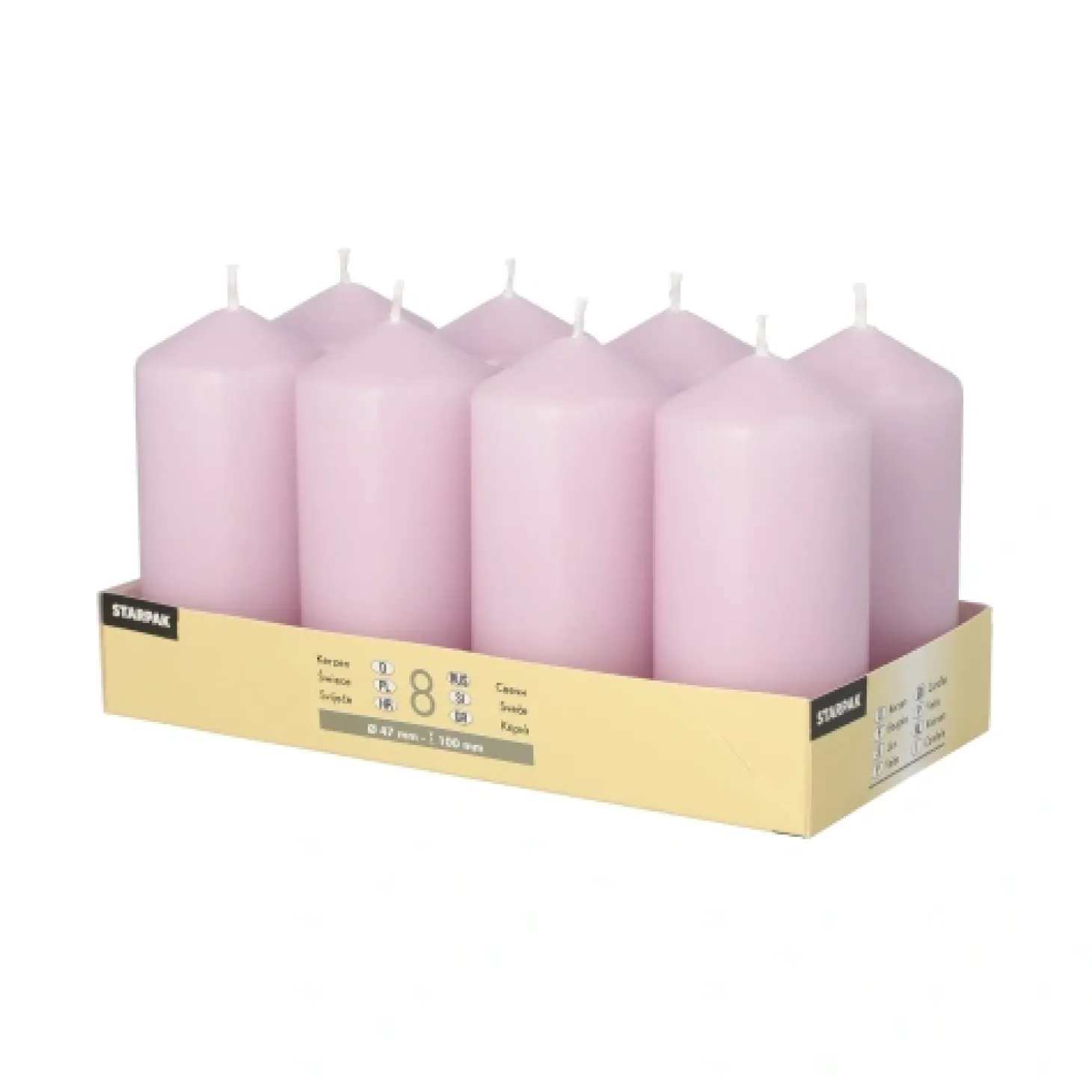 Starpak Stumpenkerzen Ø 47 mm, 100 mm flieder, 6 x 8 Stück