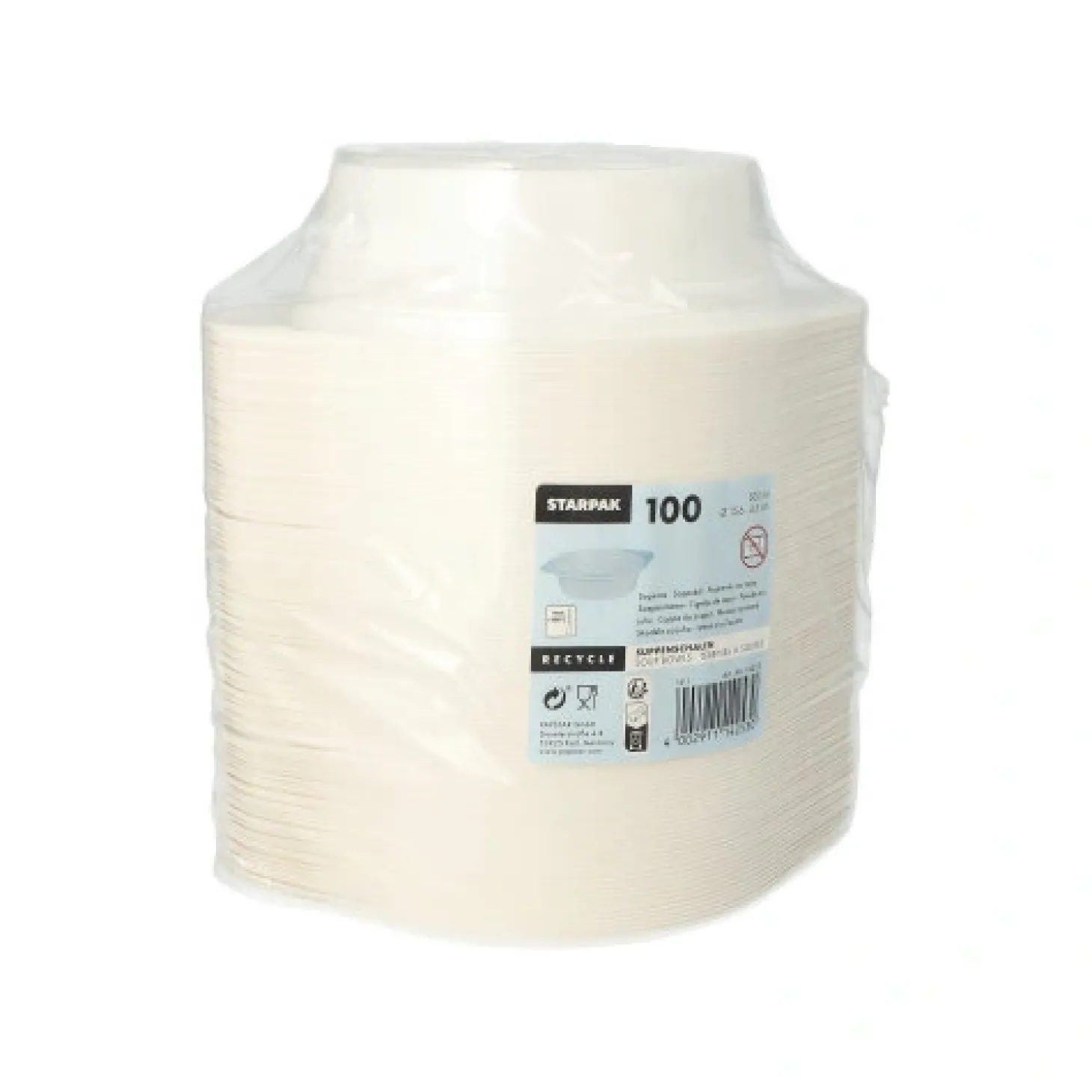 Starpak Suppenschalen, PP rund 500 ml Ø 15,6 cm, 4,5 cm weiß mit Anfasser