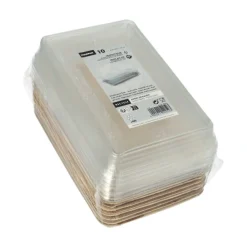 Starpak Sushi-Schalen Palmblatt eckig 200 ml 4,4 cm x 22 cm x 14,2 cm natur mit rPET Deckel "Kombipack"