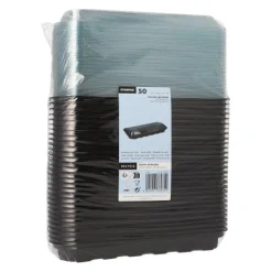 Starpak Sushi-Schalen R-PET rechteckig 21 cm x 8,8 cm x 4,3 cm schwarz mit transparentem Deckel