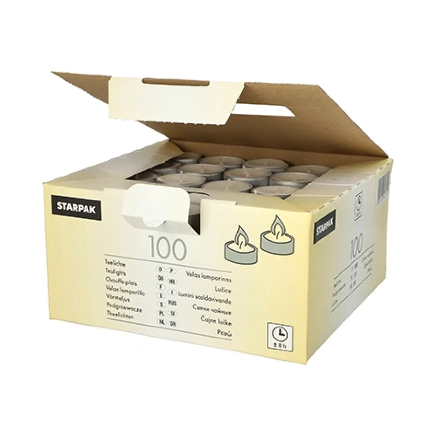 Starpak Teelichte Ø 38 mm, 22 mm weiß, mit langer Brenndauer 8 h