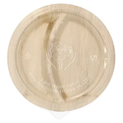 Starpak Teller, Palmblatt 2-geteilt 300 ml Ø 23 cm, 5,3 cm mit rPET Deckel 