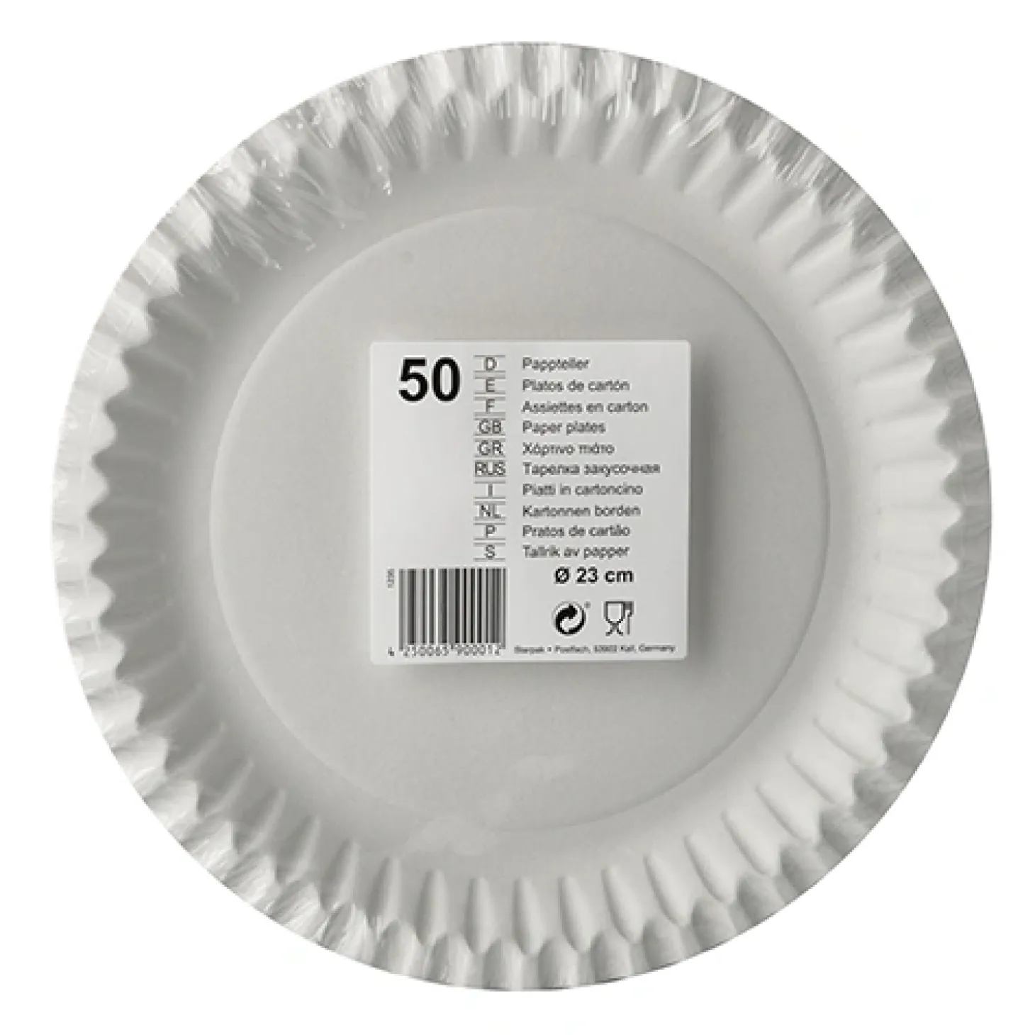 Starpak Teller, Pappe rund Ø 23 cm weiß, 12 x 50 Stück