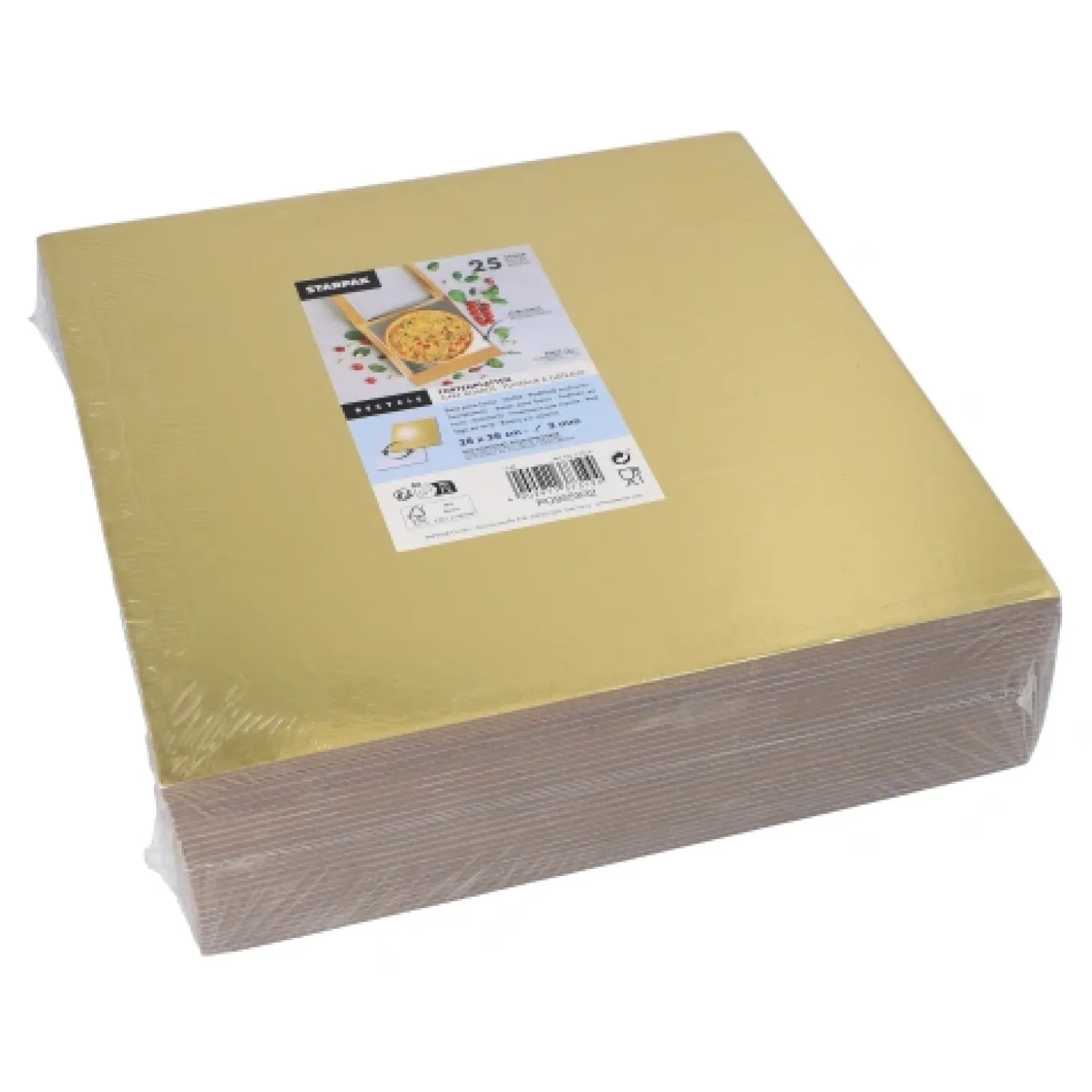 Starpak Tortenplatten eckig 0,3 cm x 28 cm x 28 cm gold/silber, 2 x 25 Stück