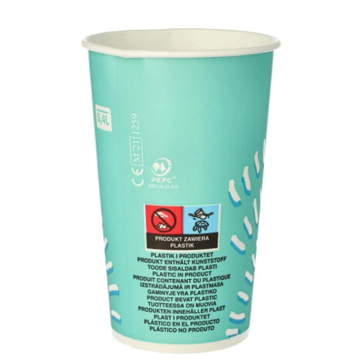 Starpak Trinkbecher für Kaltgetränke, Pappe 0,4 l Ø 8,97 cm, 13,5 cm türkis