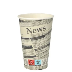 Starpak Trinkbecher, Pappe "To Go" 0,3 l Ø 8 cm, 11,7 cm weiß "Newsprint"