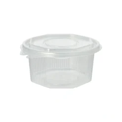 Starpak Verpackungsbecher mit Klappdeckeln, PP 8-eckig 500 ml 5,6 cm x 11 cm x 11 cm transparent