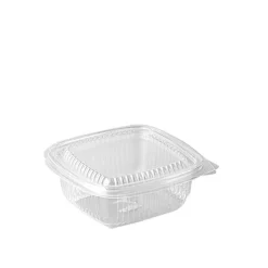 Starpak Verpackungsbecher mit Klappdeckeln, PP rechteckig 250 ml 4,4 cm x 11,5 cm x 12 cm transparent