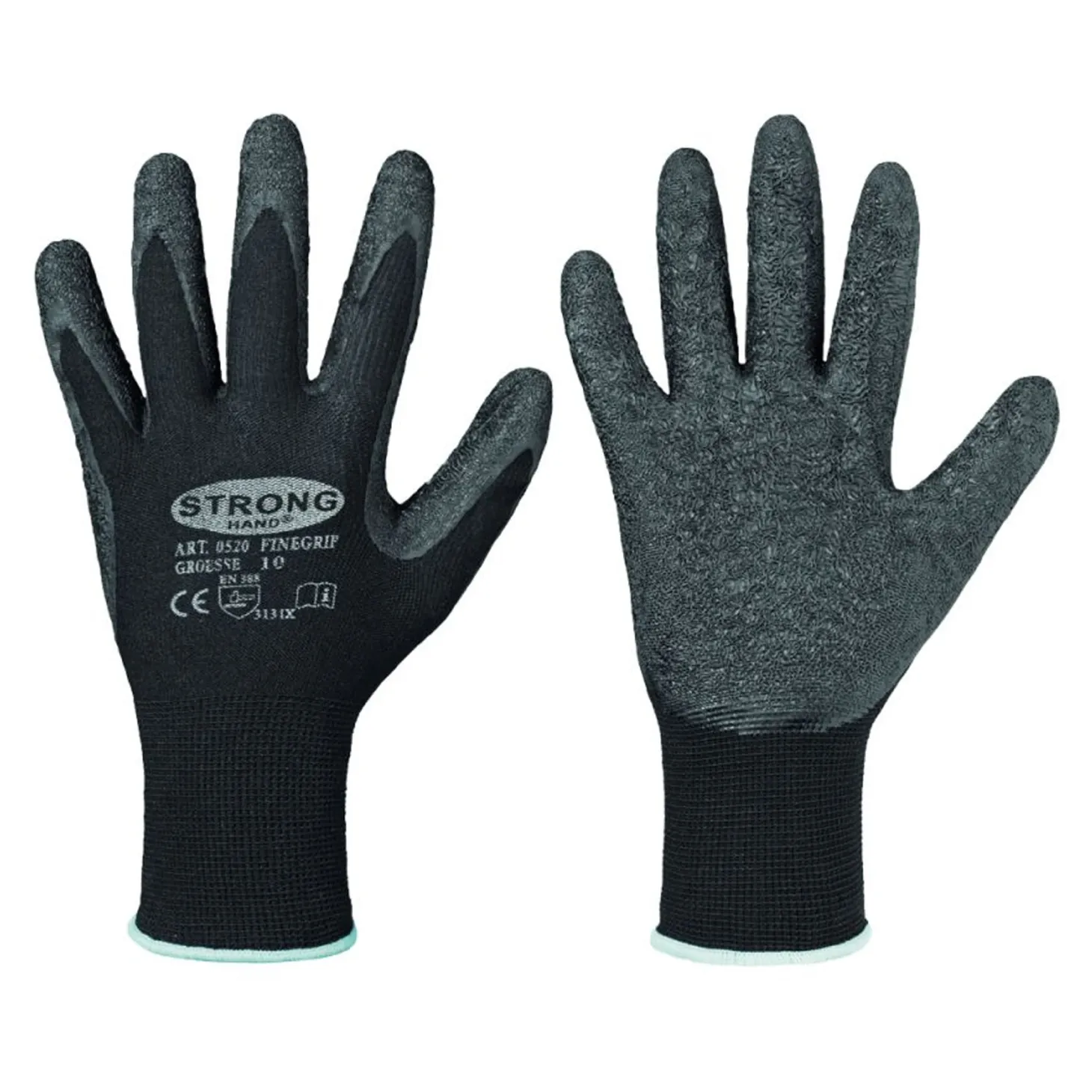 Stronghand Finegrip 0520 Feinstrickhandschuhe mit Latex-Beschichtung schwarz/grau, VE 120 Paar
