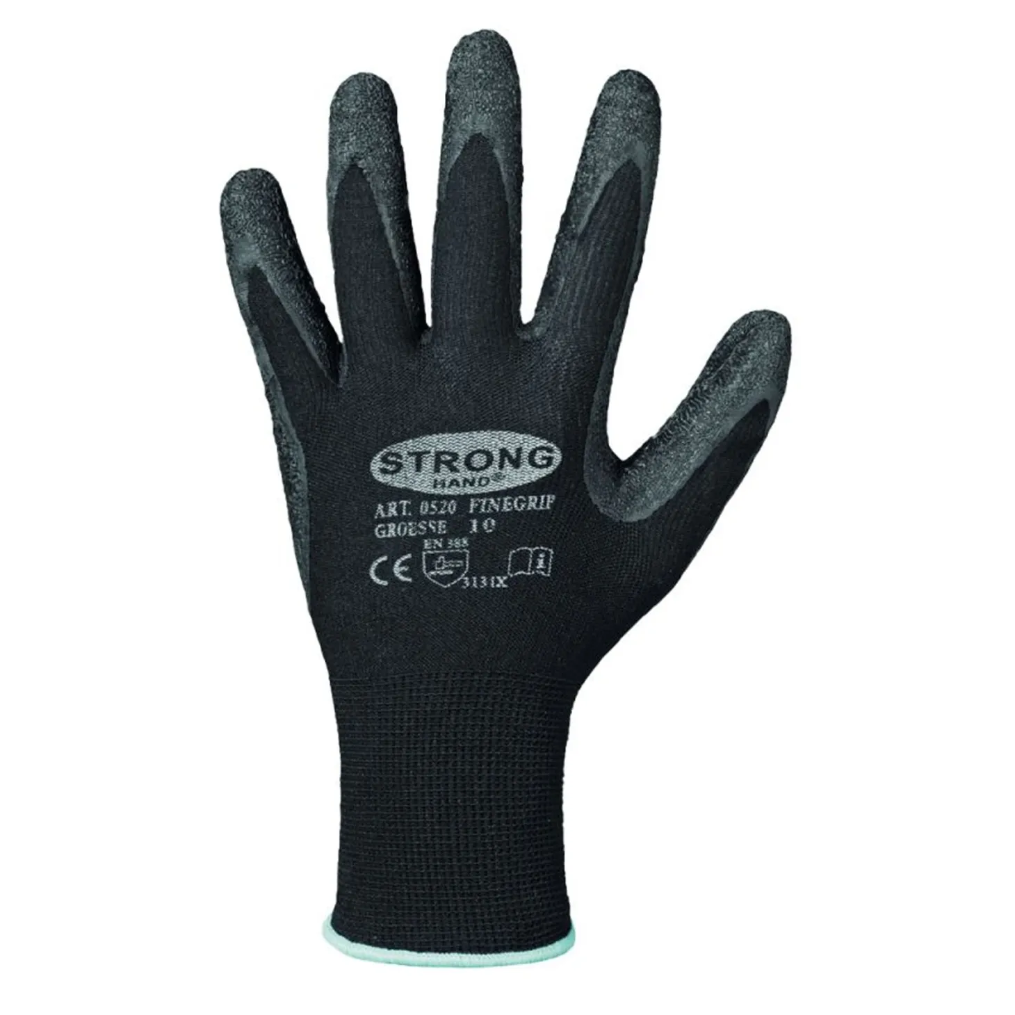 Stronghand Finegrip 0520 Feinstrickhandschuhe mit Latex-Beschichtung schwarz/grau, VE 120 Paar