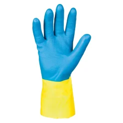 Stronghand Kenora 0456 Chemikalienschutzhandschuhe mit Latex-Beschichtung blau/gelb, VE 144 Paar