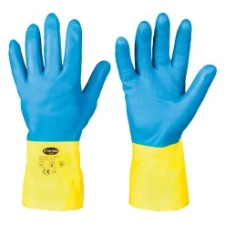 Stronghand Kenora 0456 Chemikalienschutzhandschuhe mit Latex-Beschichtung blau/gelb, VE 144 Paar