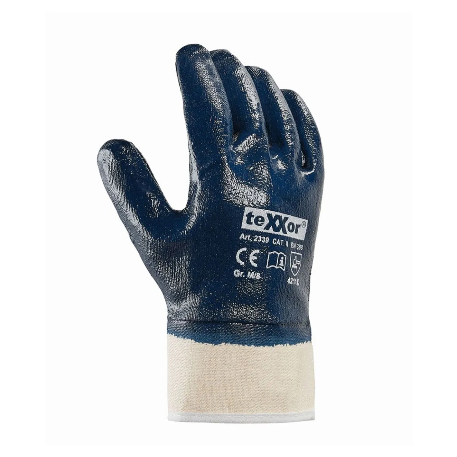 teXXor 2339 Arbeitshandschuhe mit Nitril-Beschichtung beige/blau, VE 144 Paar