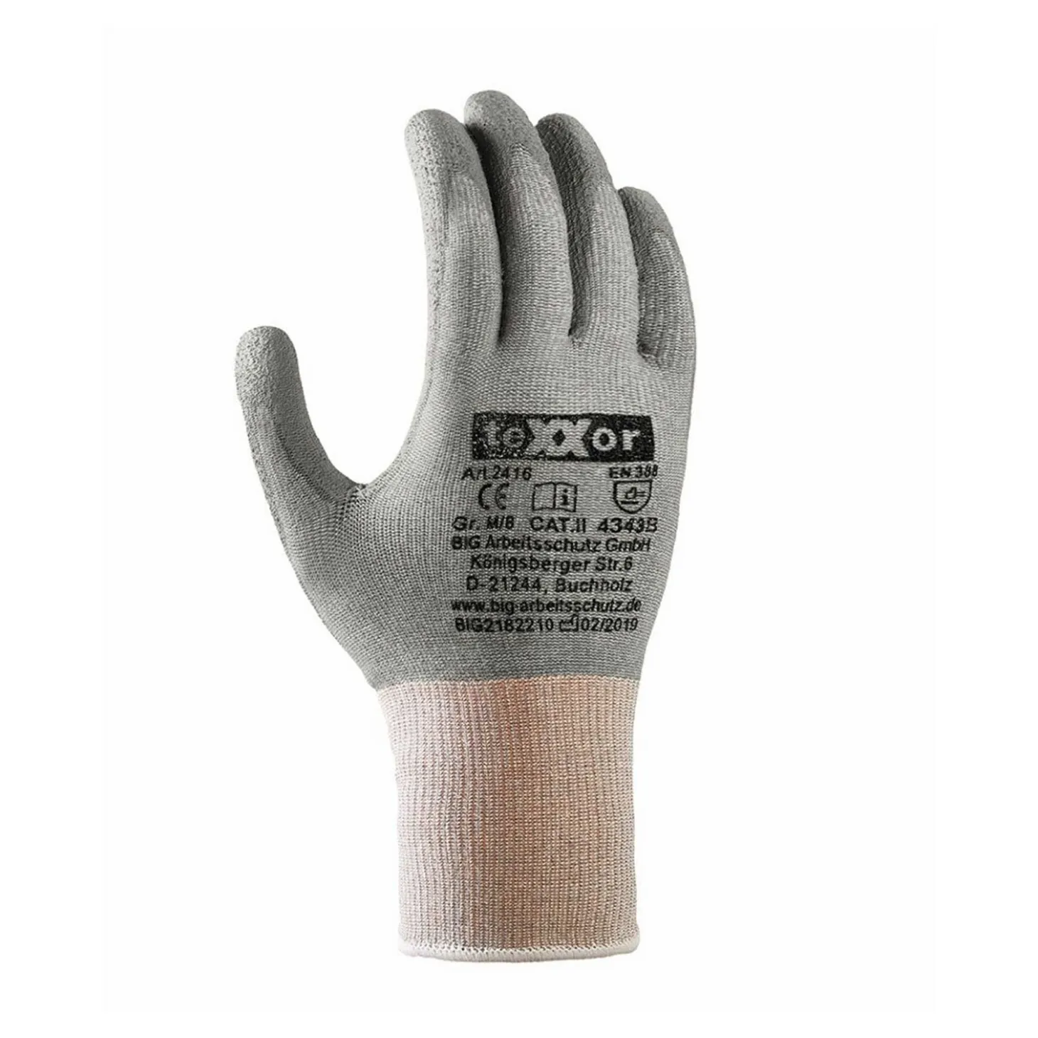 teXXor 2416 Schnittschutzhandschuhe mit Polyurethan-Beschichtung grau, VE 240 Paar