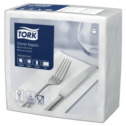 Tork 477554 Advanced Dinnerserviette 1/8-Falz, 39,5 x 39 cm, 2-lg, weiß