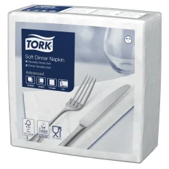 Tork 477577 Advanced Soft Dinnerserviette 1/4-Falz, 39,5 x 39 cm, 3-lg, weiß