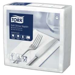 Tork 477579 Advanced Soft Dinnerserviette 1/8-Falz, 39,5 x 39 cm, 3-lg, weiß