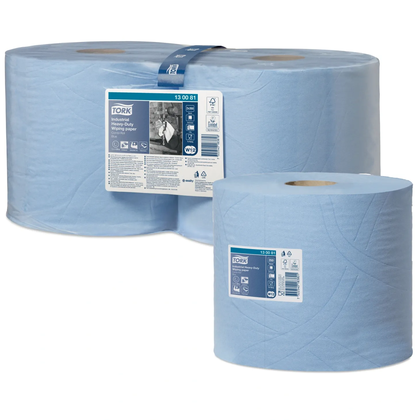 Tork 130081 extra-starke Industrie-Papierwischtücher W1, W2, 3-lagig, 119 Meter