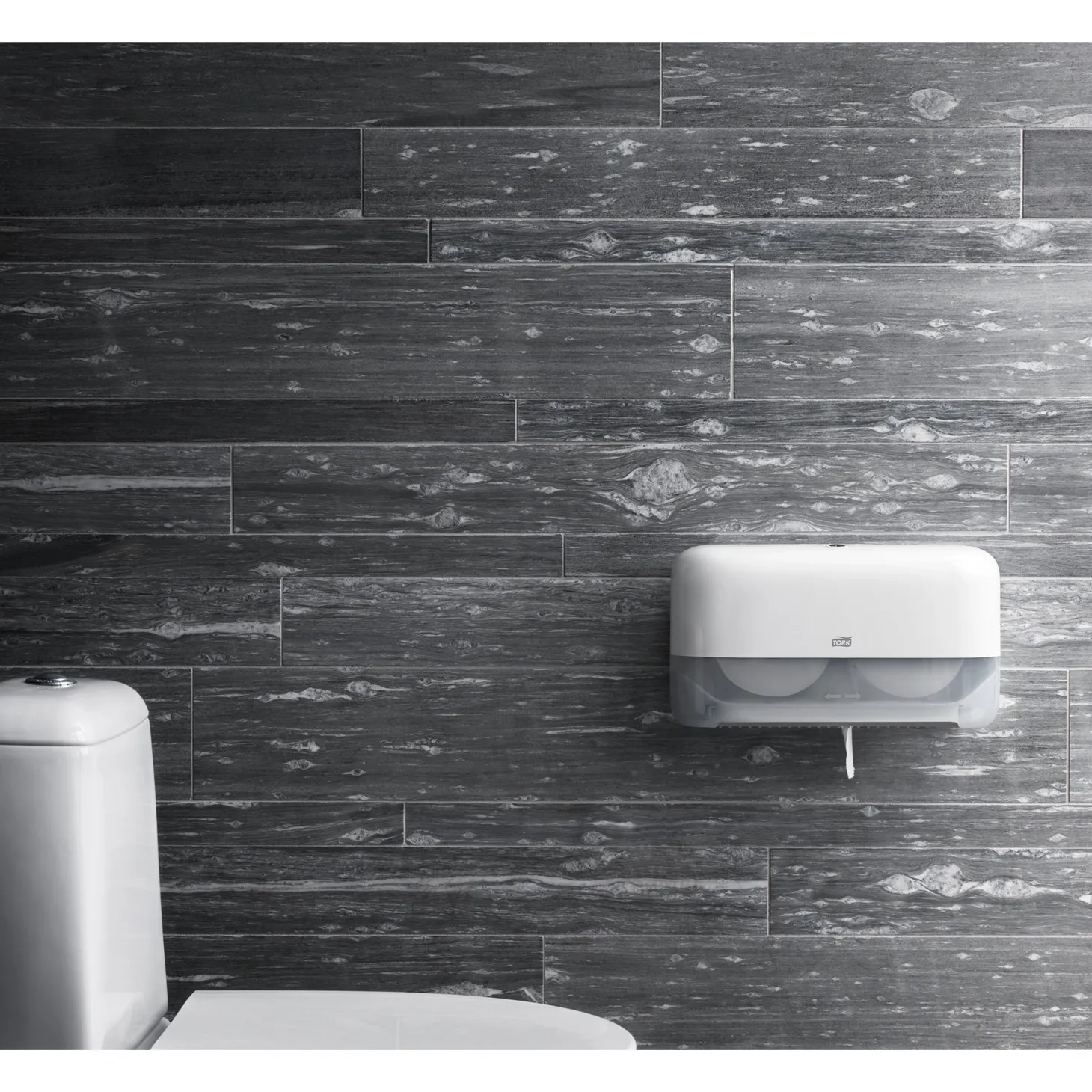 Tork OptiServe Doppelrollenspender für hülsenloses Midi-Toilettenpapier T7 horizontal