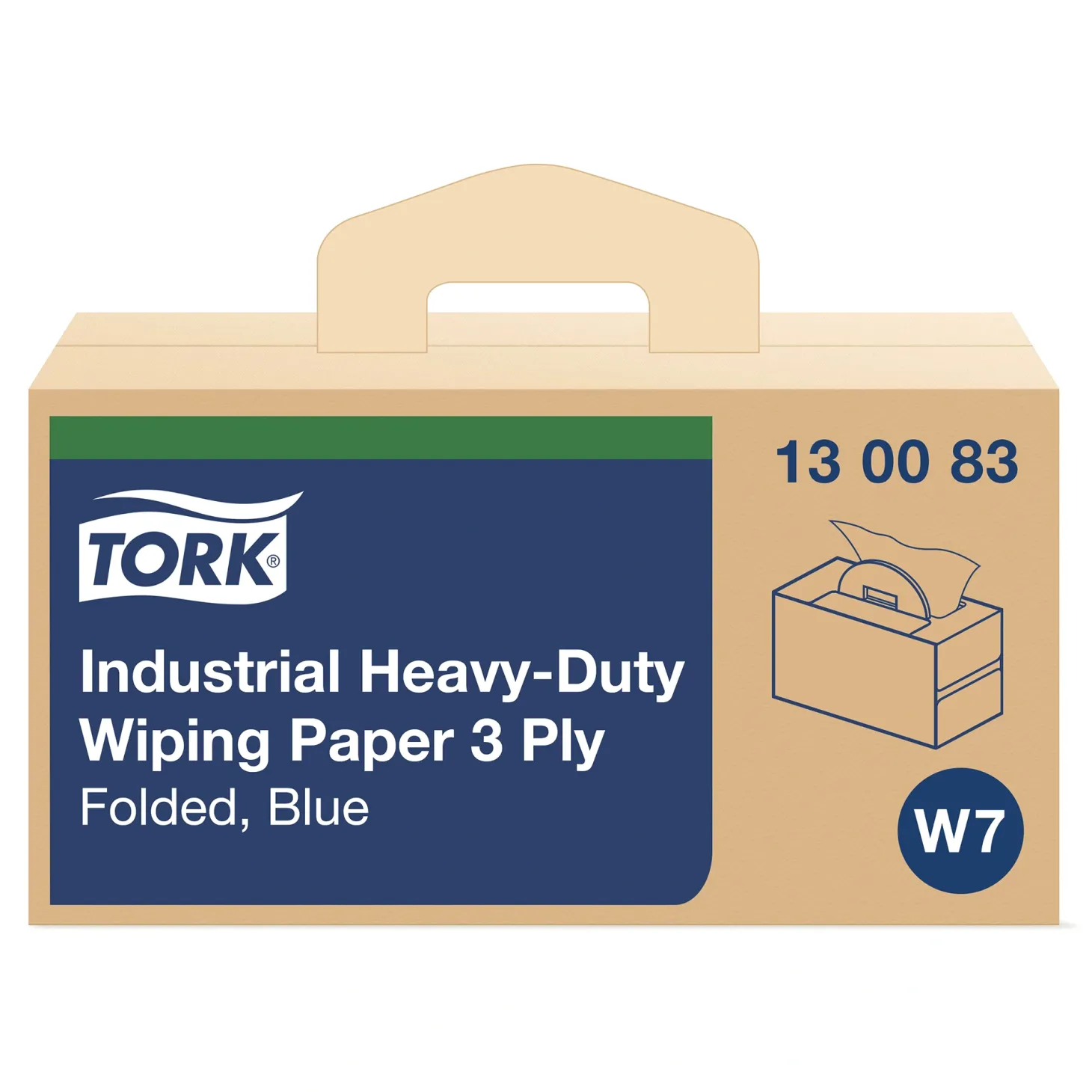 Tork 130083 Premium extra-starke Industrie-Papierwischtücher W7 blau 3-lagig, 38,5 x 32,4 cm, 200 Tücher