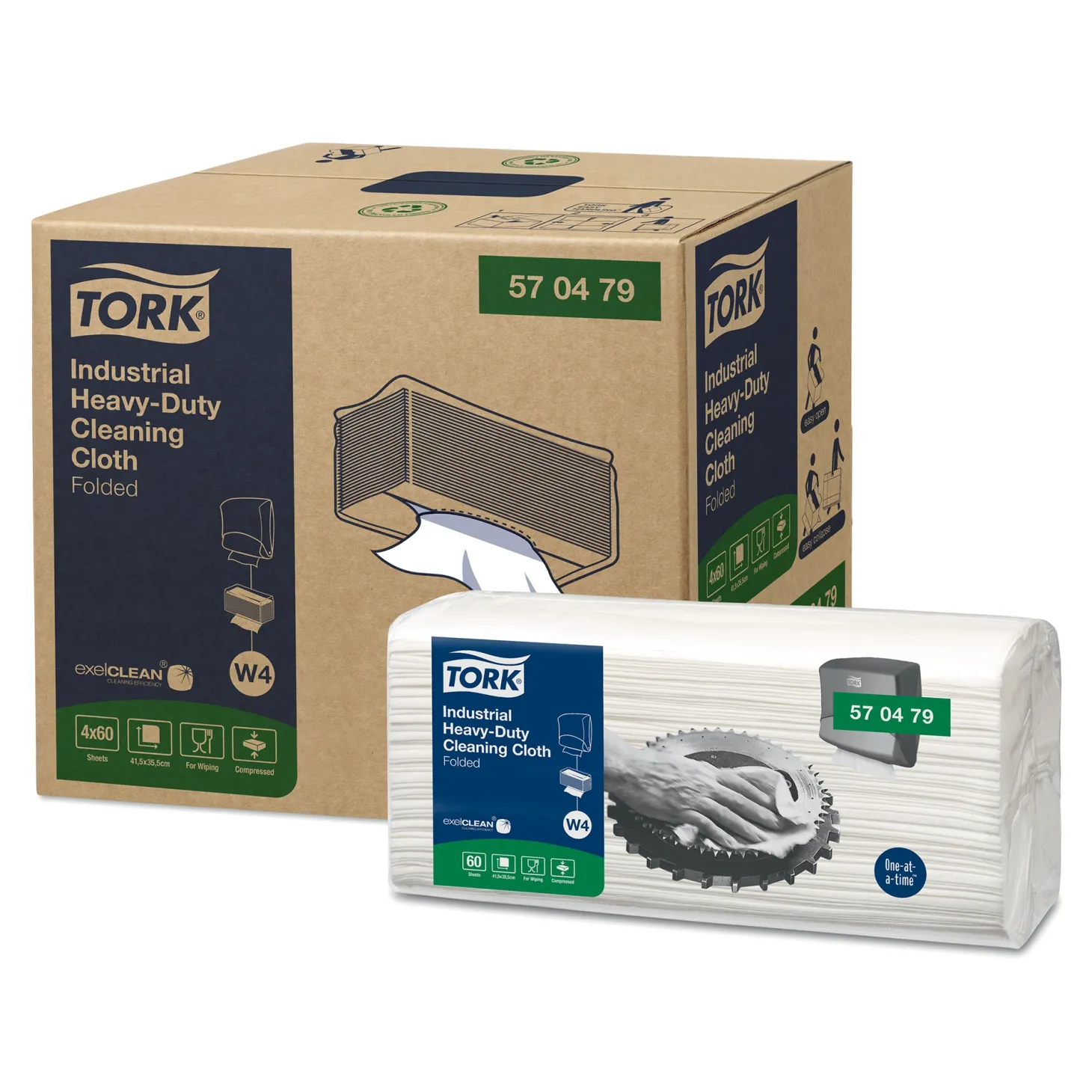 Tork 570479 Premium extra-starke Industrie Reinigungstücher W4 weiß 1-lagig, 35,5 x 41,5 cm, 240 Tücher