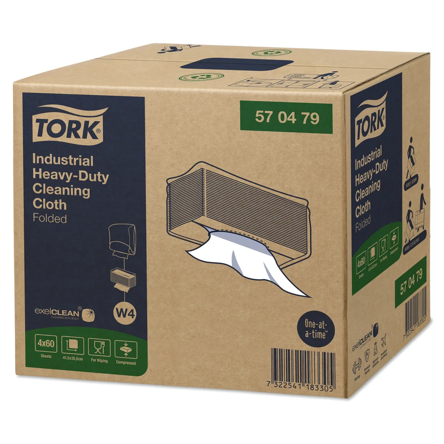 Tork 570479 Premium extra-starke Industrie Reinigungstücher W4 weiß 1-lagig, 35,5 x 41,5 cm, 240 Tücher