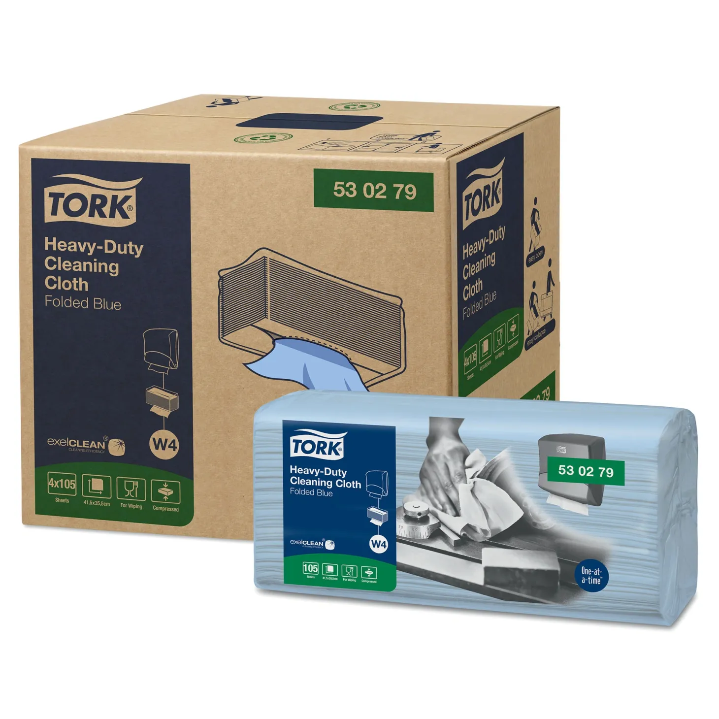 Tork 530279 Premium extra-starke Reinigungstücher W4 blau 1-lagig, 35,5 x 41,5 cm, 420 Tücher