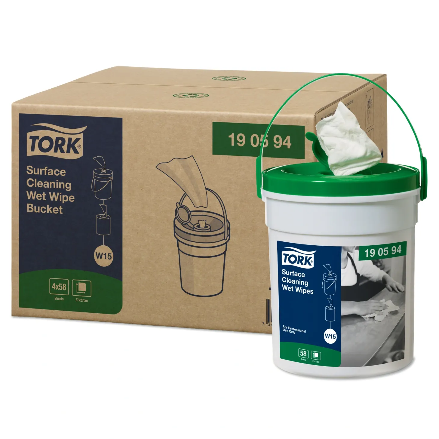 Tork 190594 Premium feuchte Oberflächenreinigungstücher W15, 232 Tücher