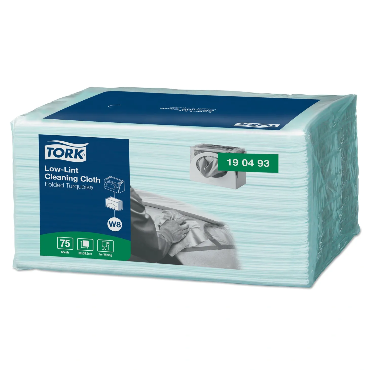 Tork 190493 Premium fusselarme Reinigungstücher W8 türkis 1-lagig, 30 x 38,5 cm, 600 Tücher