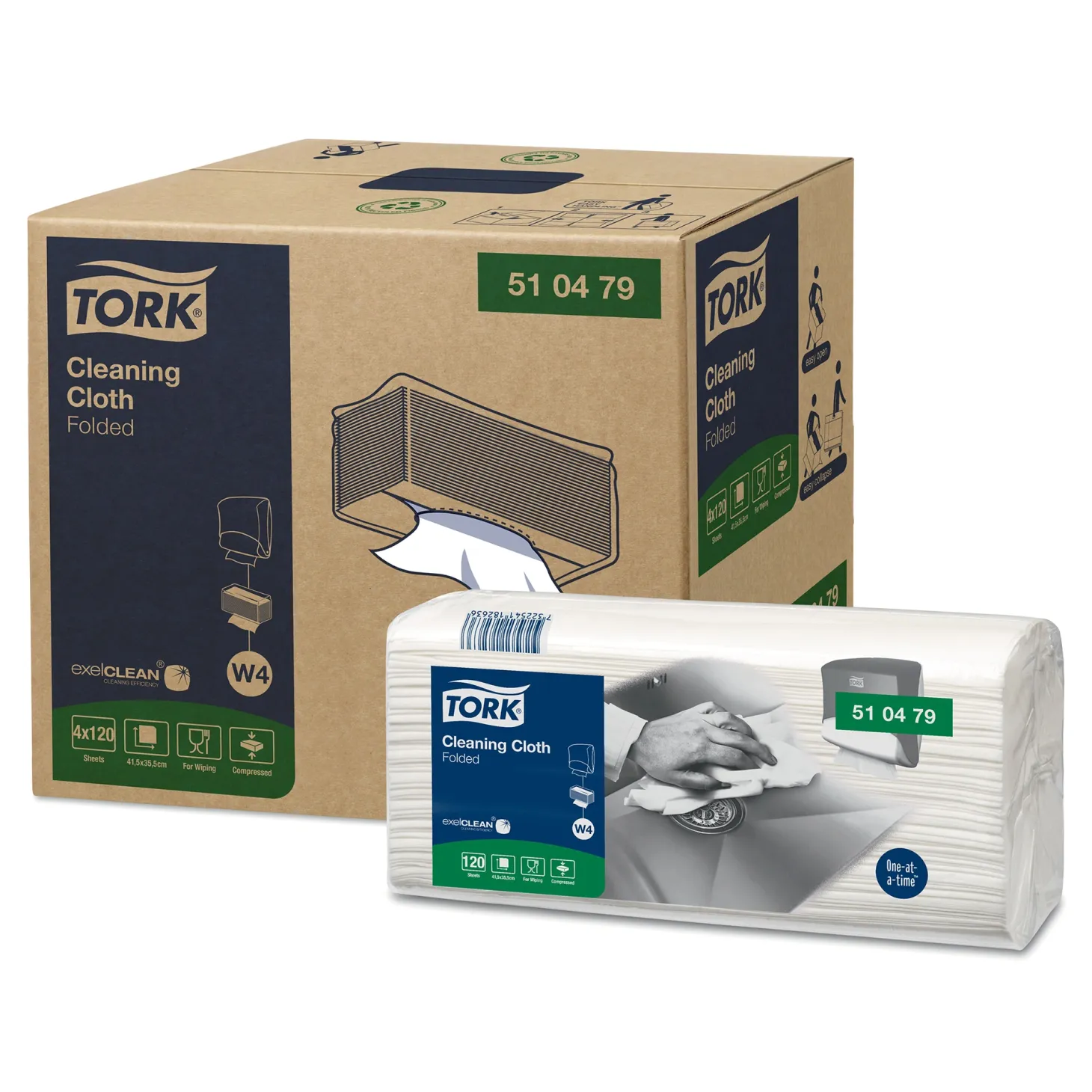 Tork 510479 Premium Reinigungstücher W4 weiß, 1-lagig, 35,5 x 41,5 cm, 480 Tücher