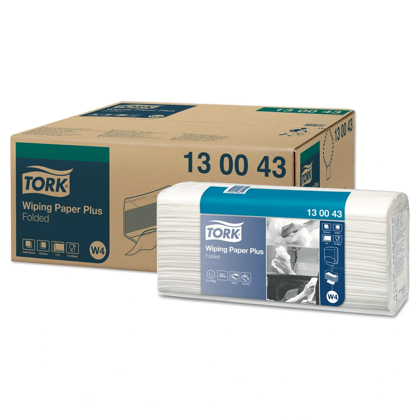 Tork 130043 Premium starke Mehrzweck-Papierwischtücher W4 weiß, 2-lagig, 38,5 x 32,4 cm, 1000 Tücher