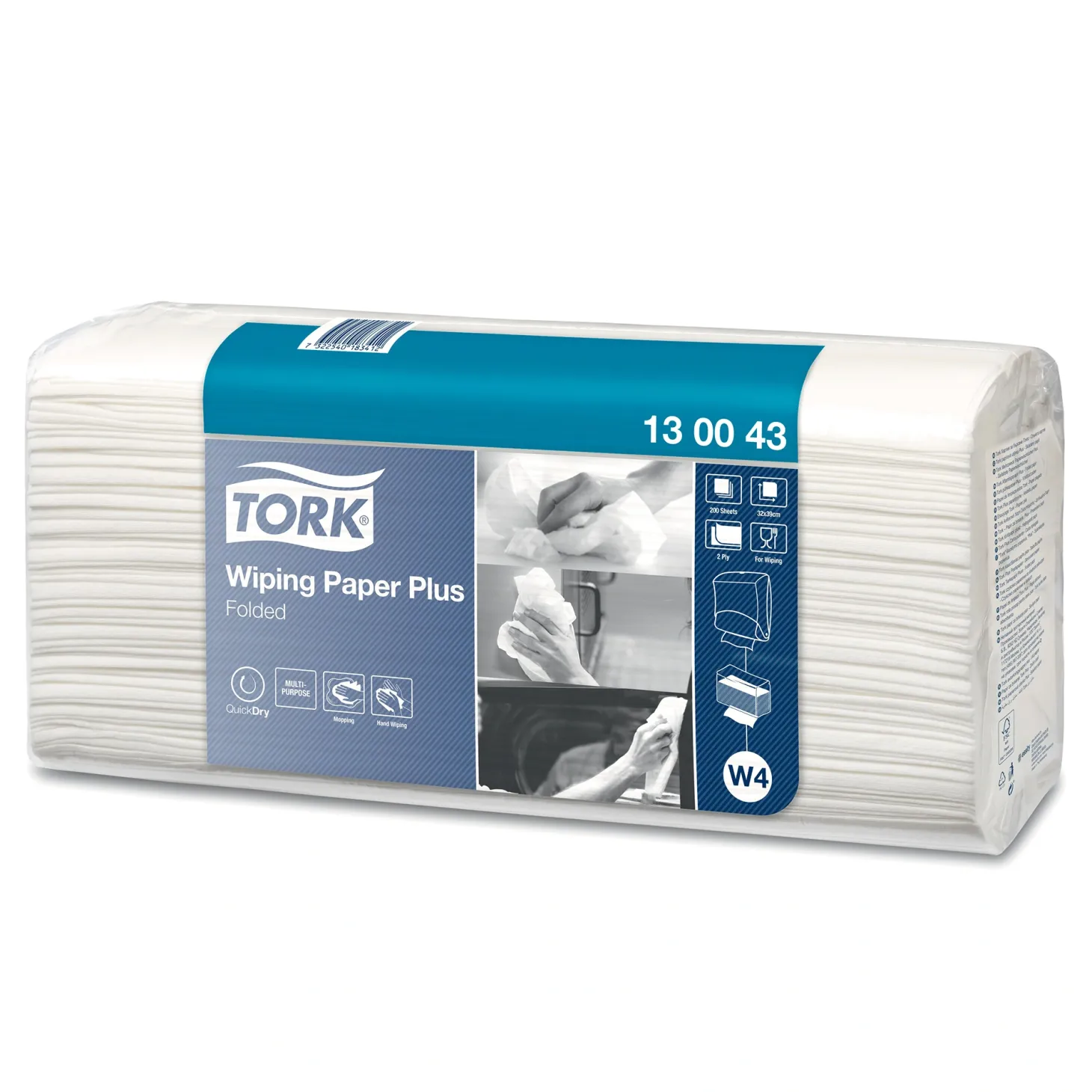 Tork 130043 Premium starke Mehrzweck-Papierwischtücher W4 weiß, 2-lagig, 38,5 x 32,4 cm, 1000 Tücher